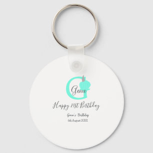 Green pumpkin fall birthday 21st grey pastel keychain