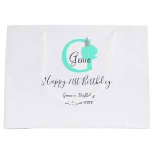 Green pumpkin fall birthday 21st grey pastel large gift bag