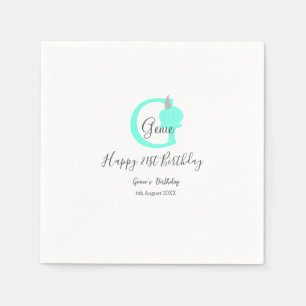 Green pumpkin fall birthday 21st grey pastel napkin
