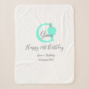 Green pumpkin fall birthday 21st grey pastel sherpa blanket