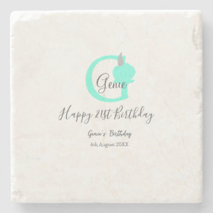 Green pumpkin fall birthday 21st grey pastel stone coaster