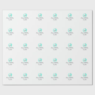 Green pumpkin fall birthday 21st grey pastel wrapping paper