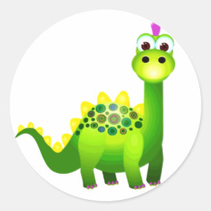 Green Punk Dino Classic Round Sticker
