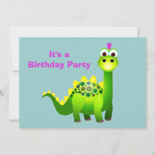 Green Punk Dino Invitation