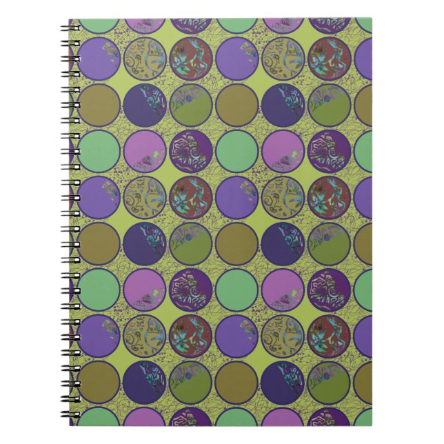 Green Purple Abstract Circle Notebook (Front)