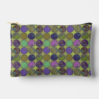 Green Purple Abstract Circle Pattern Accessory Pouch