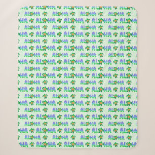 Green Purple Aloha Hawaiian Tropical Turtle Sherpa Blanket