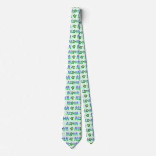 Green Purple Aloha Hawaiian Tropical Turtle Tie
