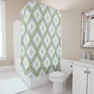 Green Purple and Blue Colourful Ogee Ikat Pattern