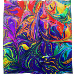 Green purple and orange abstract painting
