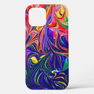 Green purple and orange abstract painting iPhone 12 case