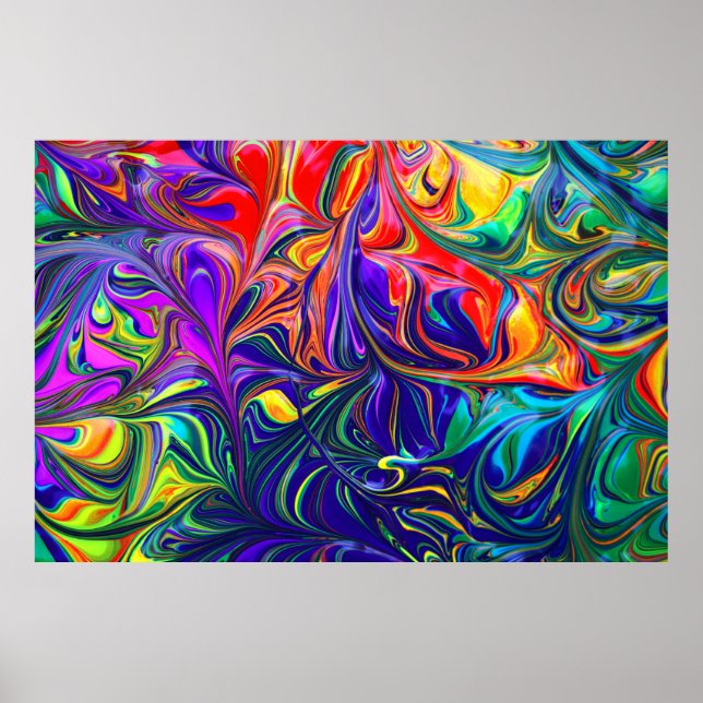 Green purple and orange abstract painting poster (Front)