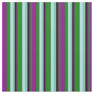 Green, Purple, Black, Aquamarine & Powder Blue Fabric