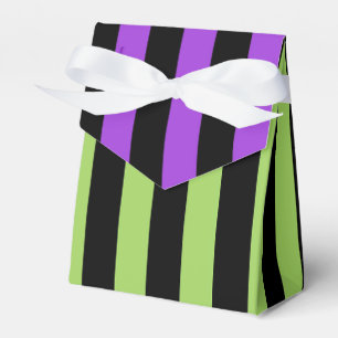 Green Purple & Black Halloween Stripe Party Favor Box