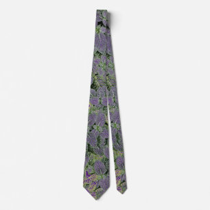 GREEN PURPLE BLACK NATURAL LEAVES MODERN NECK TIE