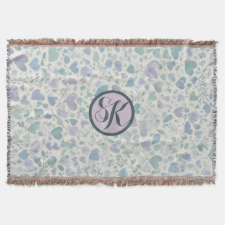 Green Purple Blue Love Hearts  Throw Blanket