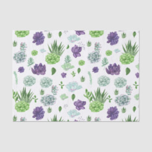 Green & Purple Cacti Pattern  Tissue Paper