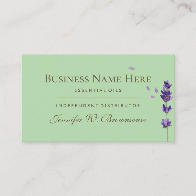 Green Purple essential oils Lavender Business Card (Front)