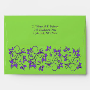 Green Purple Floral A7 Envelope for 5x7 Sizes