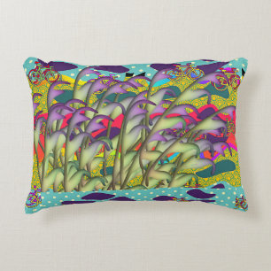 Green Purple Foliage + Bicycles Fun Accent Pillow