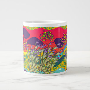 Green Purple Foliage + Bicycles Fun Large Coffee Mug