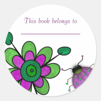 Green & Purple Fun Flowers Classic Round Sticker