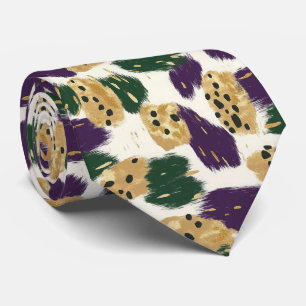 Green Purple Gold Brushstrokes  Pattern  Tie