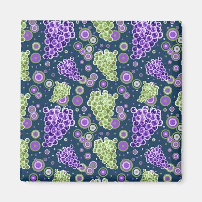 Green Purple Grapes Pattern Magnet (Front)