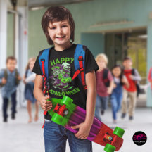 Green Purple Happy Howl-o-ween Wolf Skateboarding