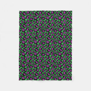 Green & Purple Leopard Print Fleece Blanket