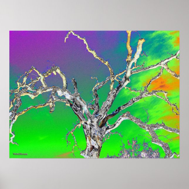 green purple orange tree poster (Front)