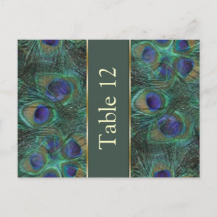 Green purple peacock Table number Postcard