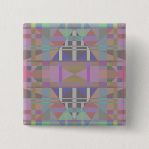 Green Purple Pink Geometric 2 Inch Square Button