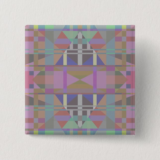 Green Purple Pink Geometric 2 Inch Square Button (Front)