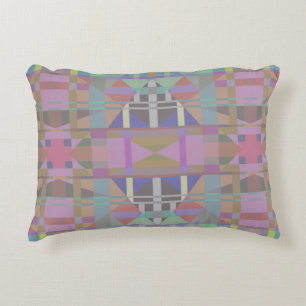 Green Purple Pink Geometric Accent Pillow