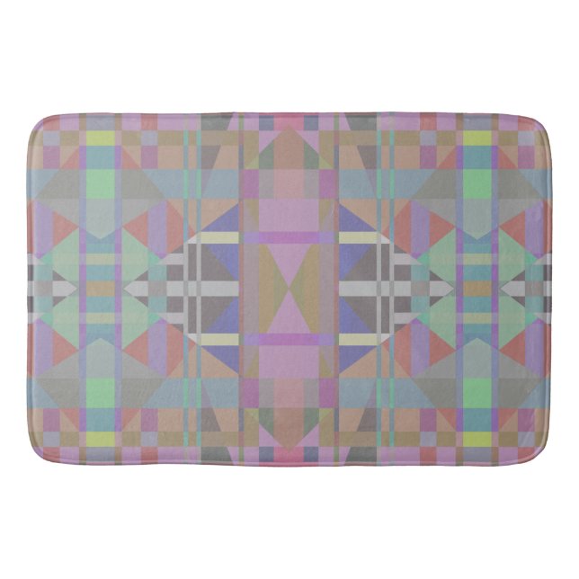 Green Purple Pink Geometric Bath Mat (Front)