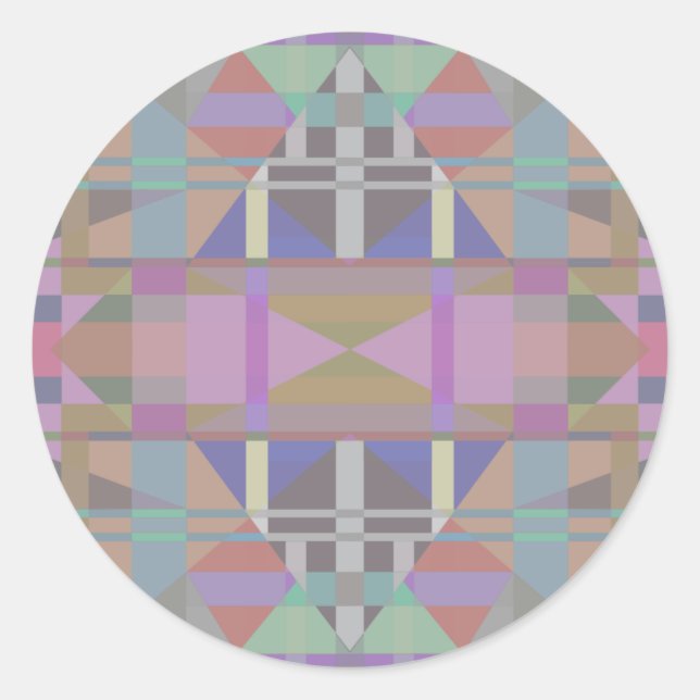 Green Purple Pink Geometric Classic Round Sticker (Front)