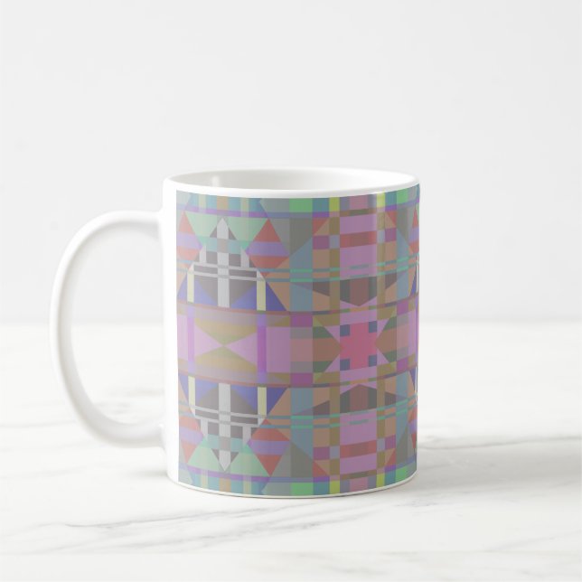 Green Purple Pink Geometric Coffee Mug (Left)
