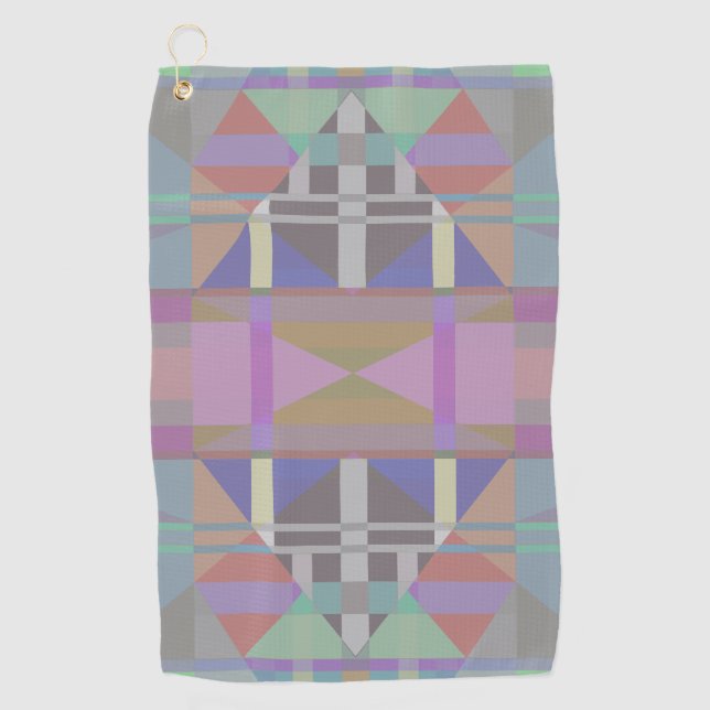 Green Purple Pink Geometric Golf Towel (Front)