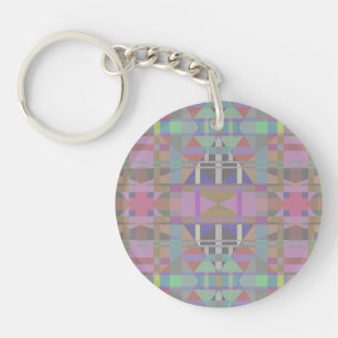 Green Purple Pink Geometric Keychain