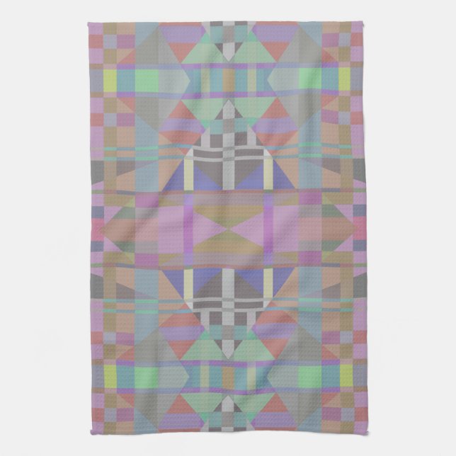 Green Purple Pink Geometric Kitchen Towel (Vertical)