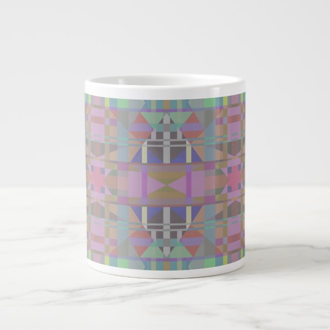 Green Purple Pink Geometric Large Coffee Mug (Front)