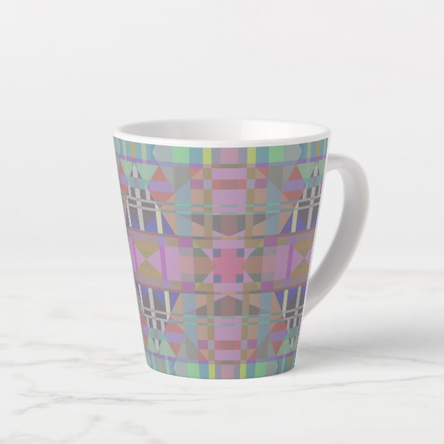 Green Purple Pink Geometric Latte Mug (Right Angle)