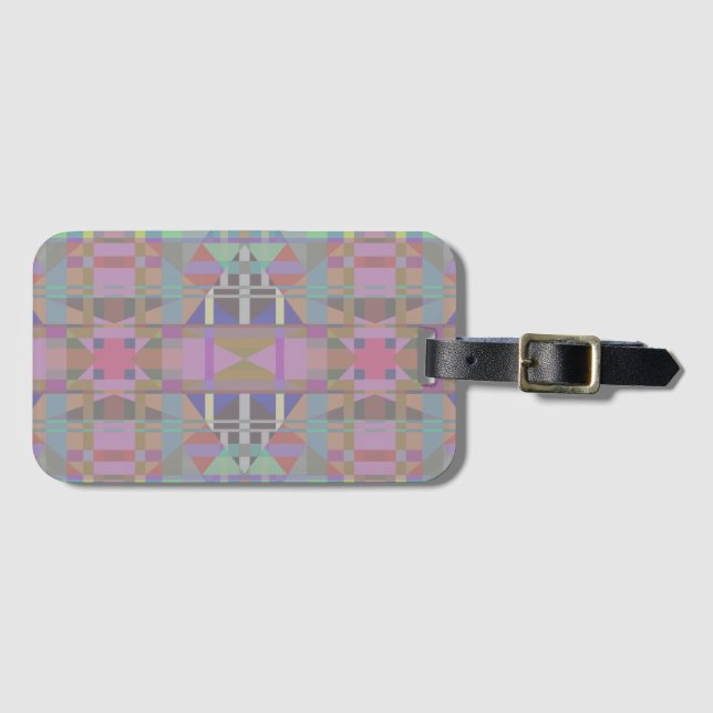 Green Purple Pink Geometric Luggage Tag (Front Horizontal)
