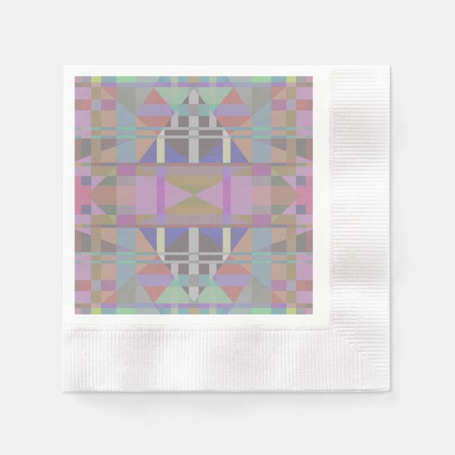 Green Purple Pink Geometric Paper Napkin (Front)