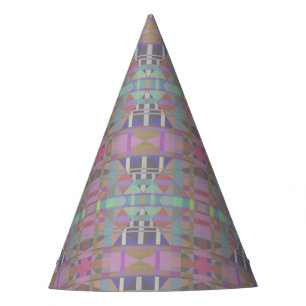 Green Purple Pink Geometric Party Hat