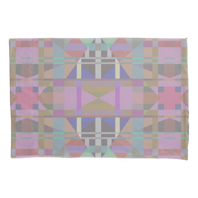 Green Purple Pink Geometric Pillowcase (Front)