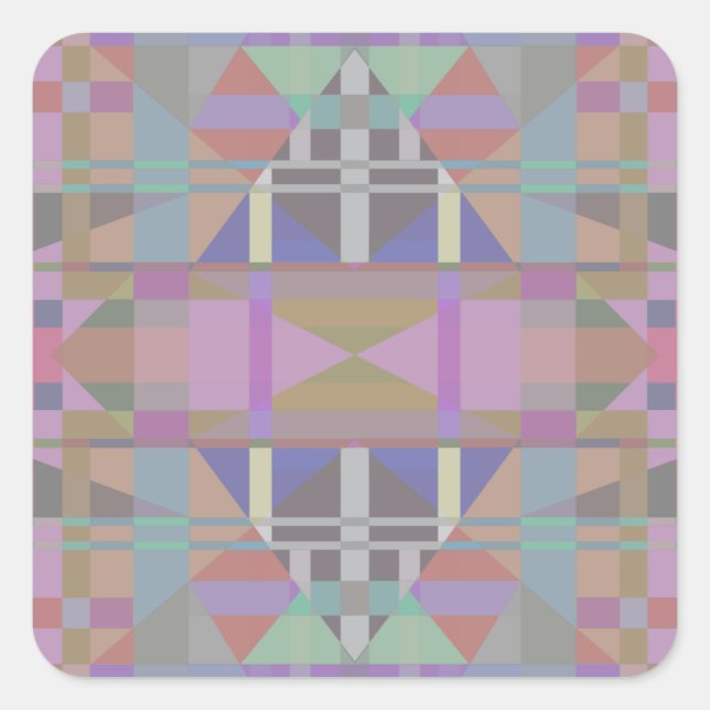 Green Purple Pink Geometric Square Sticker (Front)