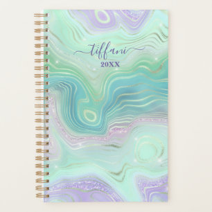 Green Purple Pink Teal Iridiescent Agate Planner