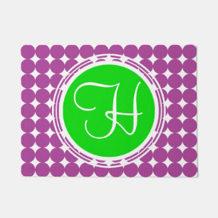 Green & Purple Polka Dot Monogram Doormat